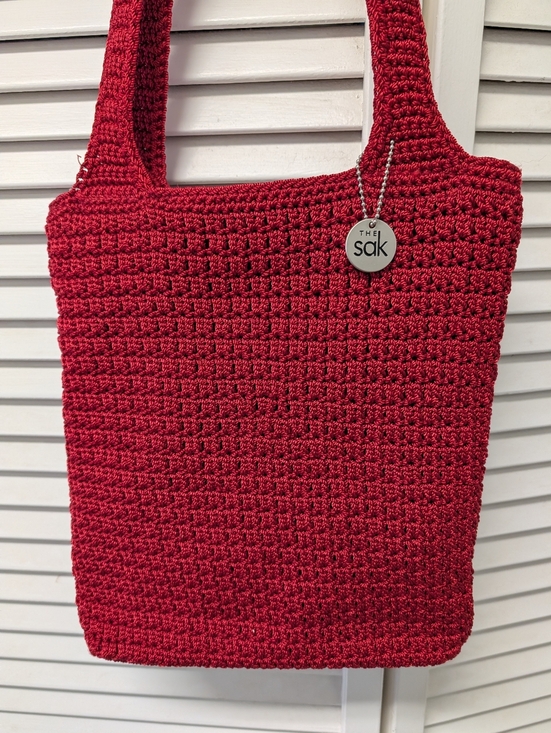 The Sak Red Crochet Shoulder Bag with Pendant Charm - Picture 2 of 7
